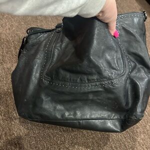 Preowned Women's A Belluci Black Leather Studded shoulder Bag pocketbook purse